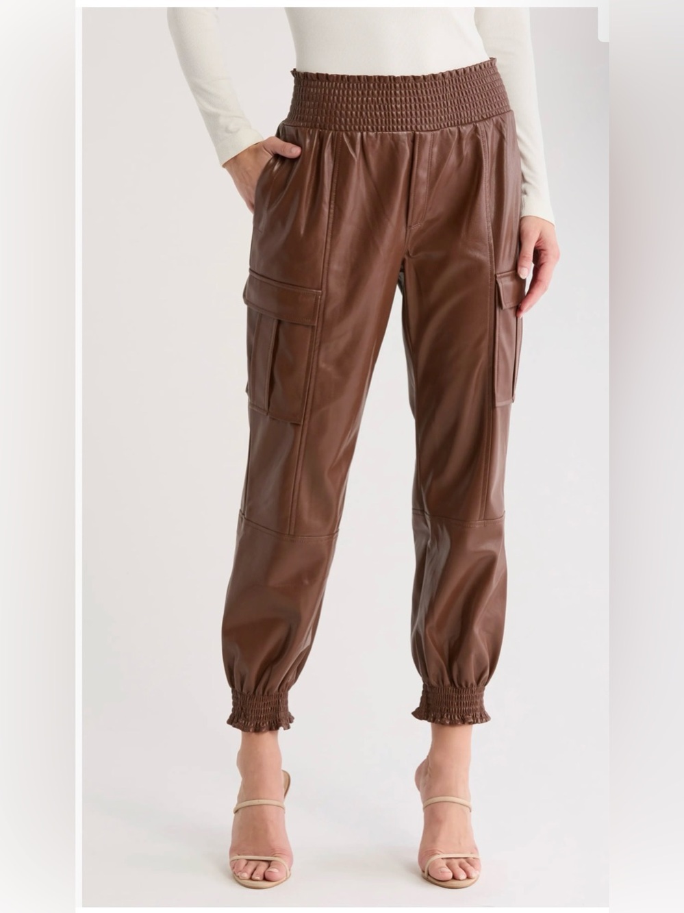 Cinq A Sept 5a7 Jenning Lite Faux Vegan Leather Cargo Jogger Pants Black small
